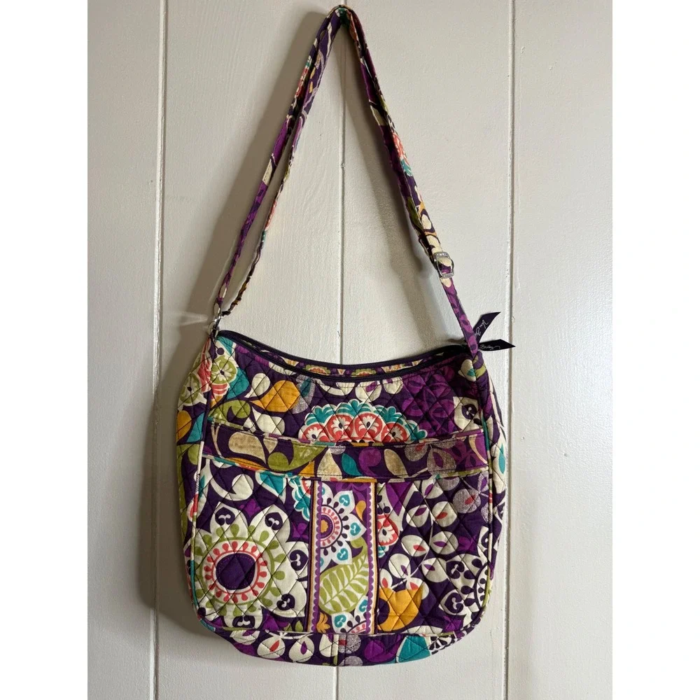 Vera Bradley Floral Hobo Bag Women's Quilted Shoulder Bag Purse‎